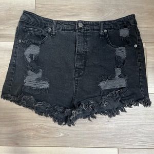 High Waisted Distressed Jean Shorts